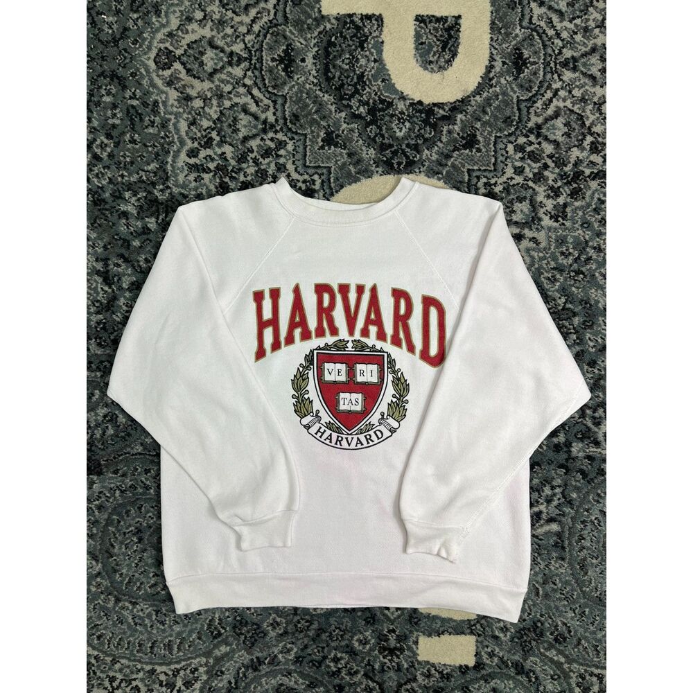 Vintage Mens Harvard University Crewneck Sweatshirt Size Large Cream Made in USA